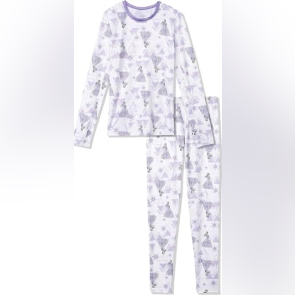 NWT-Cuddl Duds Purple Frozen Girls Thermal Underwear Long John- size 6/6x